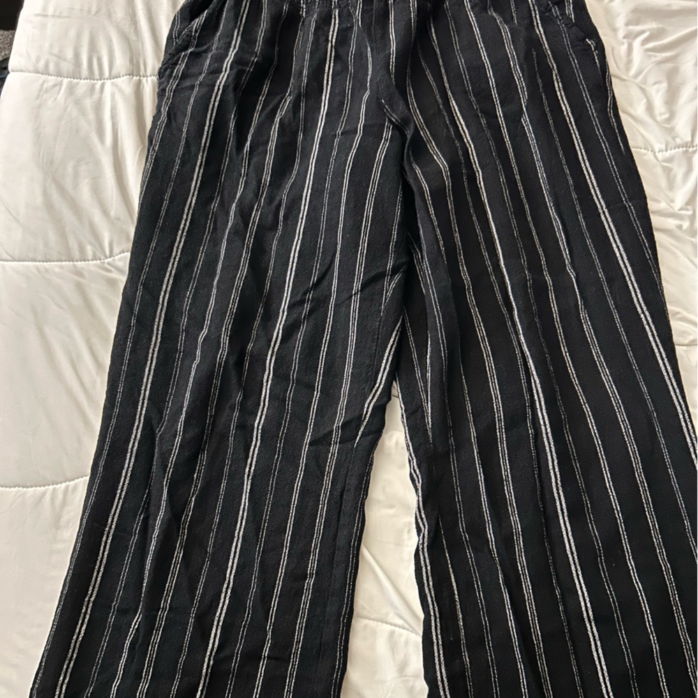 Black and White Striped Dress Pants